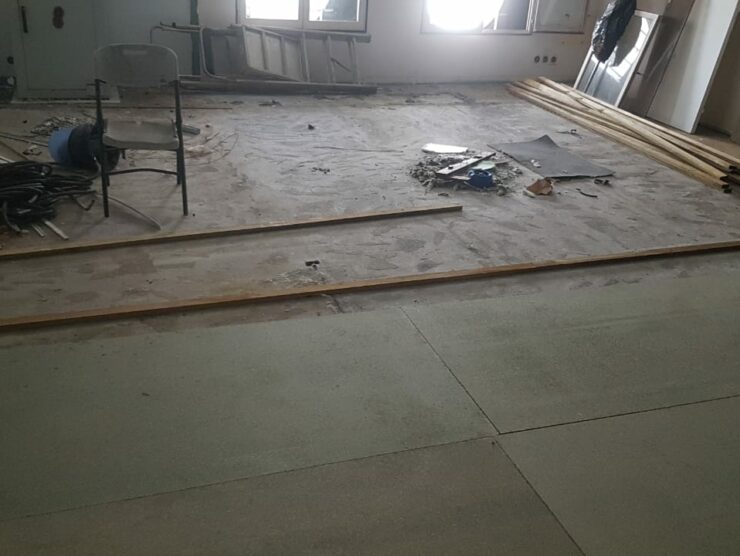 Pose de parquet en cours